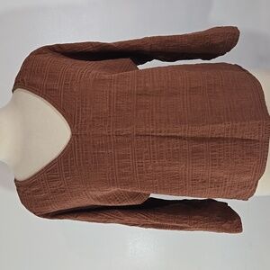Rei Cooperative Textured Cotton ¾ Sleeve Brown Top Large